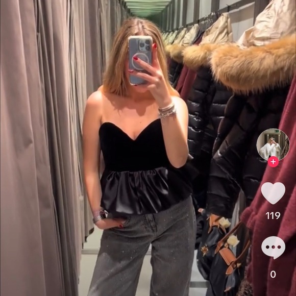 ZARA VELVET TOP ZW COLLECTION - Picture 6 of 17